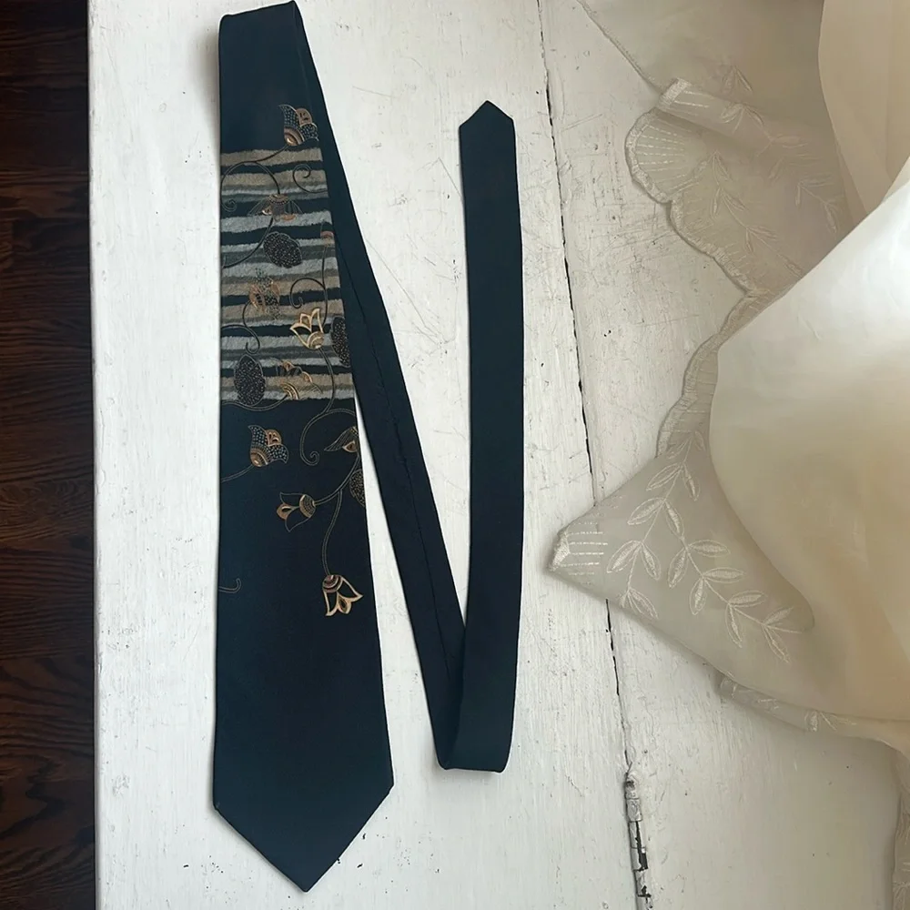 Sonia Rykiel Homme Vintage 100% Silk Black Tie